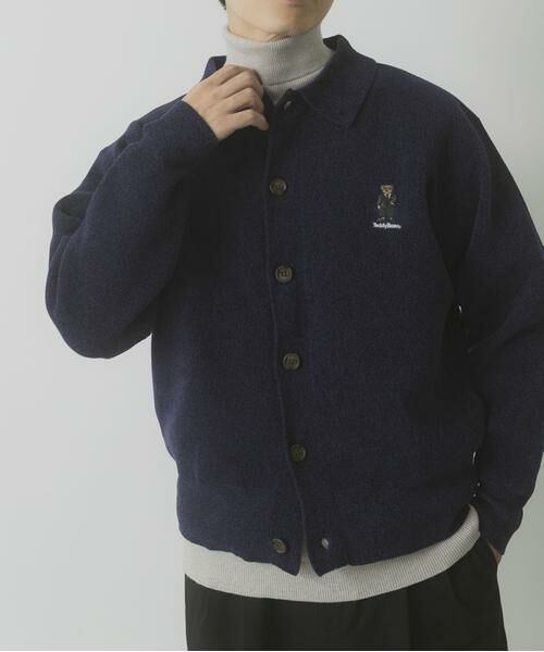 URBAN RESEARCH ITEMS/アーバンリサーチ アイテムズ Teddy Bear Wフェイスニットシャツカーディガン ネイビー M