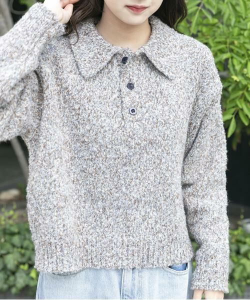 URBAN RESEARCH ITEMS / アーバンリサーチ アイテムズ ニット・セーター | ネップミックスポロニット | 詳細1