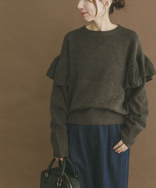 URBAN RESEARCH ITEMS / アーバンリサーチ アイテムズ ニット・セーター | フリルクルーネックニット | 詳細1
