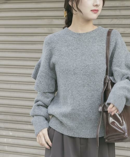 URBAN RESEARCH ITEMS / アーバンリサーチ アイテムズ ニット・セーター | フリルクルーネックニット | 詳細18