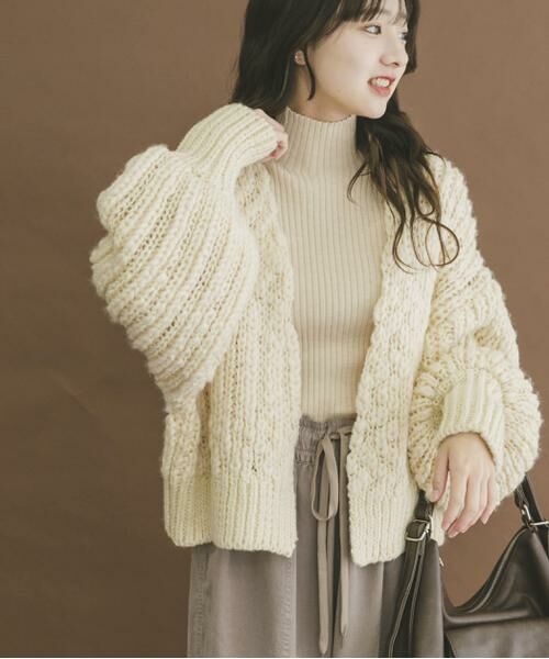 URBAN RESEARCH ITEMS/アーバンリサーチ アイテムズ ウールミックスボリュームカーディガン アイボリー FREE URBAN RESEARCH ITEMS/アーバンリサーチ アイテムズ ウールミックスボリュームカーディガン アイボリー FREE
