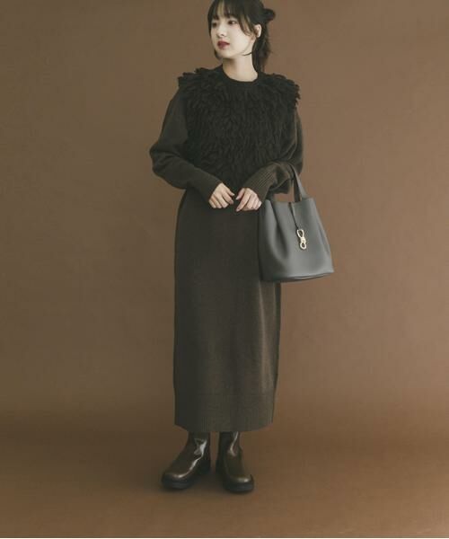 URBAN RESEARCH ITEMS / アーバンリサーチ アイテムズ ワンピース | ループニットベストセットワンピース(ブラウン)
