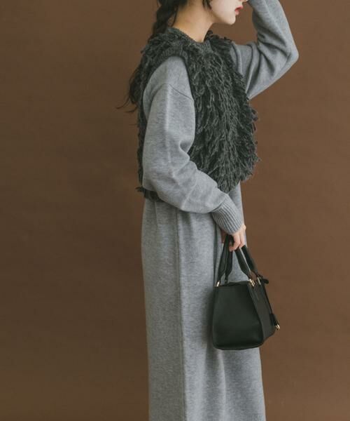 URBAN RESEARCH ITEMS / アーバンリサーチ アイテムズ ワンピース | ループニットベストセットワンピース(グレー)