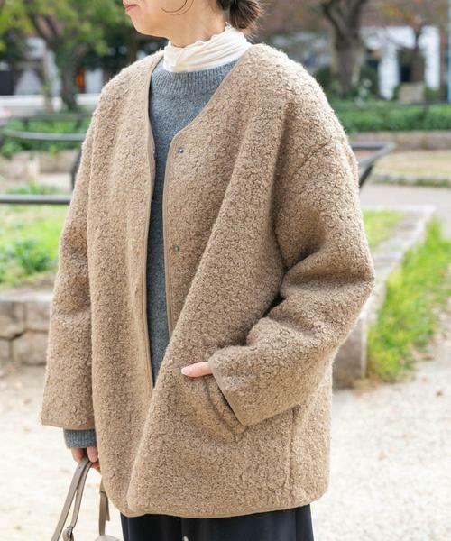 URBAN RESEARCH ITEMS / アーバンリサーチ アイテムズ ノーカラージャケット | ボアジャケット | 詳細1