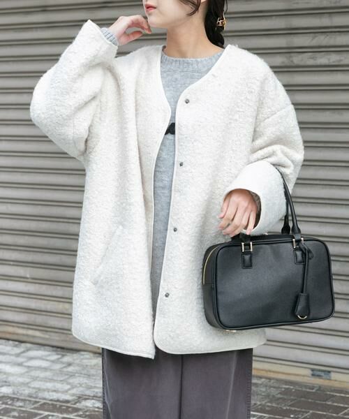 URBAN RESEARCH ITEMS / アーバンリサーチ アイテムズ ノーカラージャケット | ボアジャケット(オフホワイト)