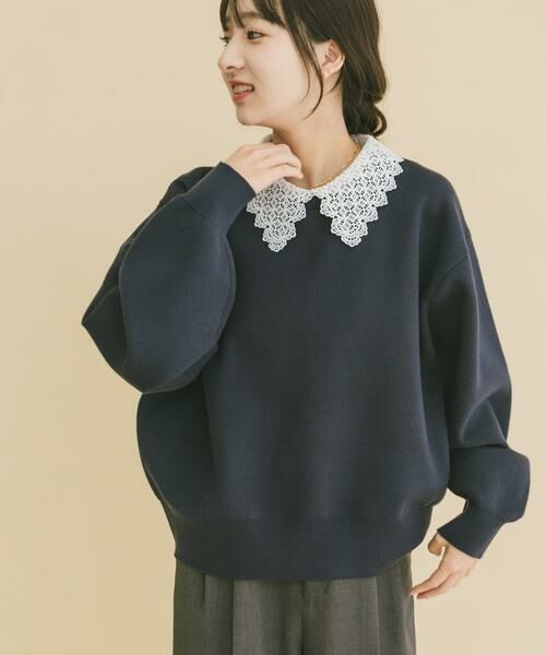 URBAN RESEARCH ITEMS / アーバンリサーチ アイテムズ ニット・セーター | 衿レーススウェットライクニット | 詳細1