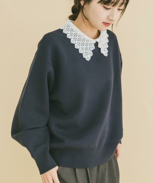 URBAN RESEARCH ITEMS / アーバンリサーチ アイテムズ ニット・セーター | 衿レーススウェットライクニット | 詳細3