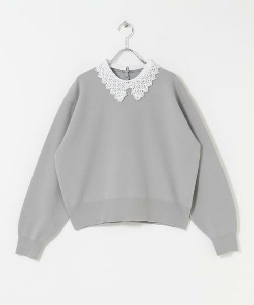 URBAN RESEARCH ITEMS / アーバンリサーチ アイテムズ ニット・セーター | 衿レーススウェットライクニット（グレー）