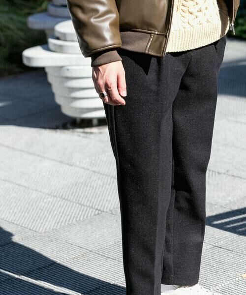 URBAN RESEARCH ITEMS / アーバンリサーチ アイテムズ その他パンツ | ウールタッチ センタープレスパンツ(ブラック)