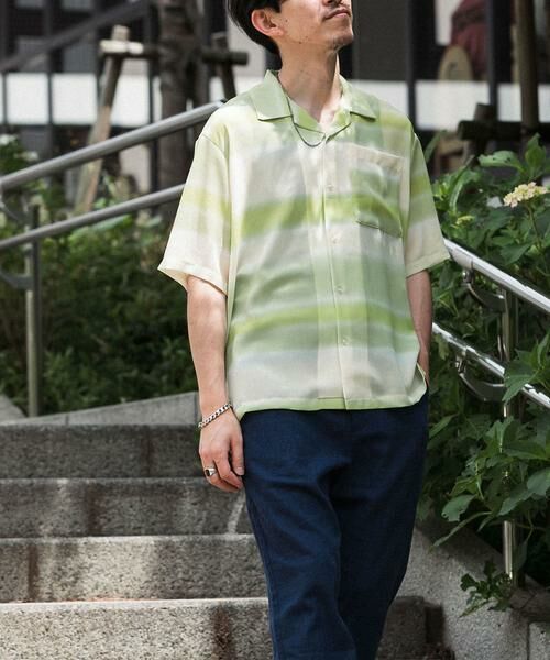 URBAN RESEARCH ITEMS / アーバンリサーチ アイテムズ シャツ・ブラウス | プリントボーダー 半袖シアーシャツ | 詳細1