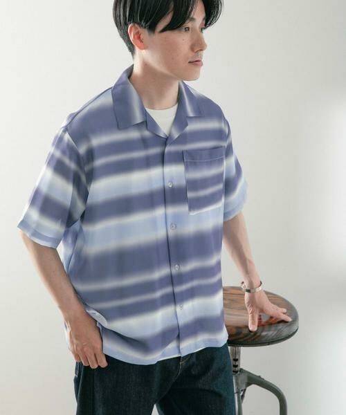 URBAN RESEARCH ITEMS / アーバンリサーチ アイテムズ シャツ・ブラウス | プリントボーダー 半袖シアーシャツ | 詳細7