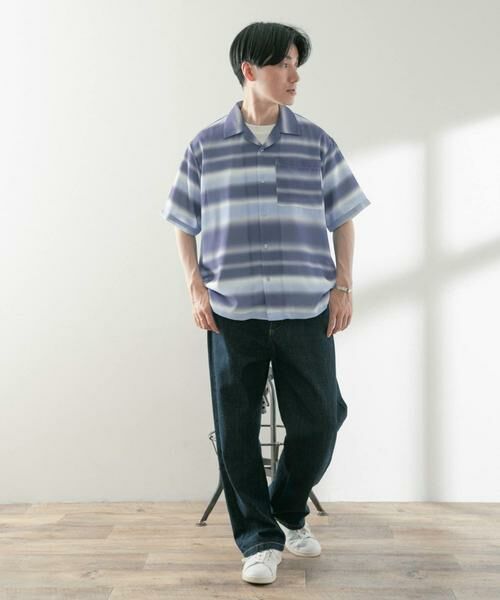 URBAN RESEARCH ITEMS / アーバンリサーチ アイテムズ シャツ・ブラウス | プリントボーダー 半袖シアーシャツ | 詳細8