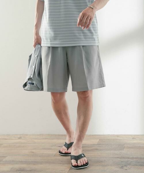 URBAN RESEARCH ITEMS / アーバンリサーチ アイテムズ ショート・ハーフ・半端丈パンツ | シャンタン ショートパンツ(ライトグレー)