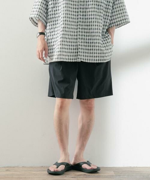 URBAN RESEARCH ITEMS / アーバンリサーチ アイテムズ ショート・ハーフ・半端丈パンツ | シルキーナイロン 多機能 ショートパンツ(ブラック)