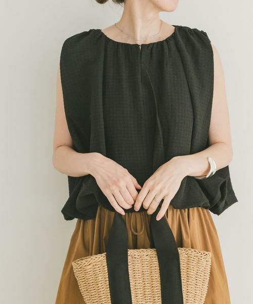 URBAN RESEARCH ITEMS / アーバンリサーチ アイテムズ シャツ・ブラウス | バルーンスリーブノースリブラウス(ブラック)