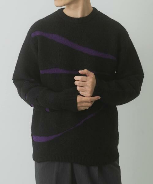 URBAN RESEARCH ITEMS / アーバンリサーチ アイテムズ ニット・セーター | ブレイクボーダー クルーネックニット（ブラック）
