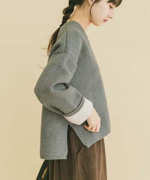 URBAN RESEARCH ITEMS / アーバンリサーチ アイテムズ ニット・セーター | ダブルフェイスVネックニット（グレー）