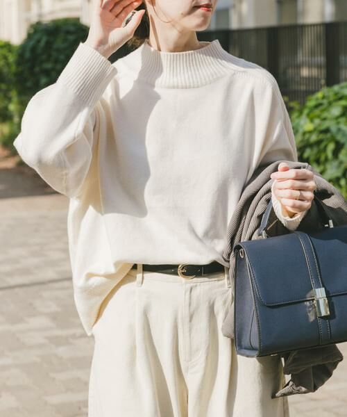 URBAN RESEARCH ITEMS / アーバンリサーチ アイテムズ ニット・セーター | ショルダーリブハイネックニット（ホワイト）