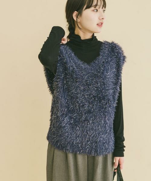 URBAN RESEARCH ITEMS / アーバンリサーチ アイテムズ ベスト | シャギーショートニットベスト（ネイビー）