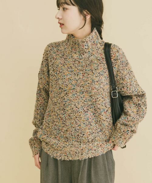 URBAN RESEARCH ITEMS / アーバンリサーチ アイテムズ ニット・セーター | ハイネックカラーネップニット（ベージュ）