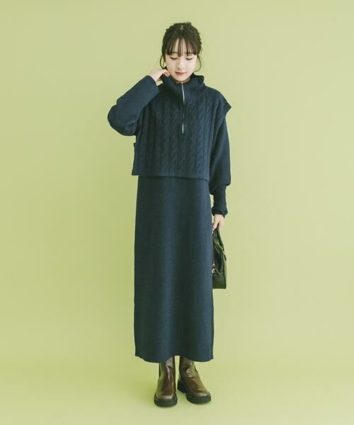 URBAN RESEARCH ITEMS / アーバンリサーチ アイテムズ ワンピース | ハーフジップニットセットワンピース | 詳細2