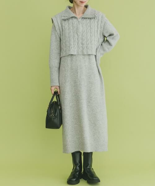 URBAN RESEARCH ITEMS / アーバンリサーチ アイテムズ ワンピース | ハーフジップニットセットワンピース | 詳細12
