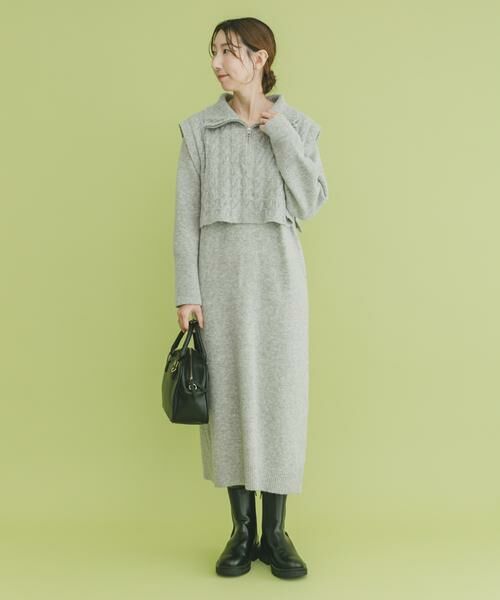 URBAN RESEARCH ITEMS / アーバンリサーチ アイテムズ ワンピース | ハーフジップニットセットワンピース | 詳細13