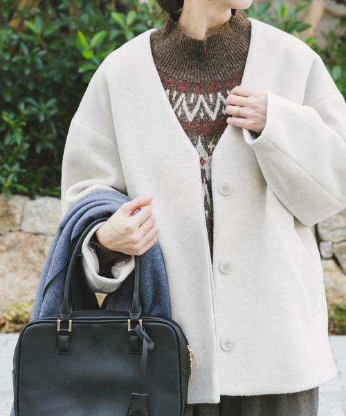 URBAN RESEARCH ITEMS / アーバンリサーチ アイテムズ ノーカラージャケット | ノーカラーコクーンジャケット（アイボリー）