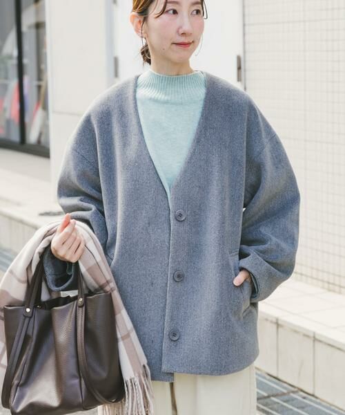 URBAN RESEARCH ITEMS / アーバンリサーチ アイテムズ ノーカラージャケット | ノーカラーコクーンジャケット（グレー）