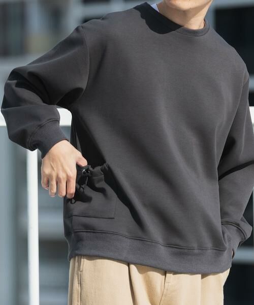 URBAN RESEARCH ITEMS / アーバンリサーチ アイテムズ スウェット | サイドストレージダンボールプルオーバー（チャコールグレー）