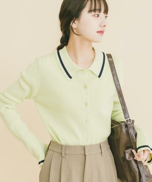 URBAN RESEARCH ITEMS / アーバンリサーチ アイテムズ ニット・セーター | 配色ポロニット（グリーン）