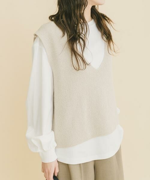 URBAN RESEARCH ITEMS / アーバンリサーチ アイテムズ ニット・セーター | ニットベスト×ボリュームスリーブカットソー（ライトベージュ）