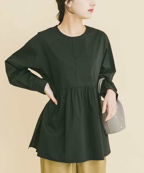 URBAN RESEARCH ITEMS / アーバンリサーチ アイテムズ シャツ・ブラウス | ギャザーペプラムブラウス（ブラック）