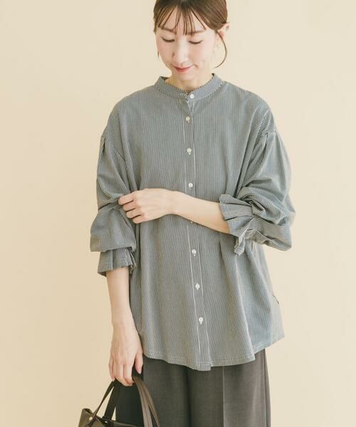 URBAN RESEARCH ITEMS / アーバンリサーチ アイテムズ シャツ・ブラウス | バンドカラーソデタックカットソー（ストライプ）