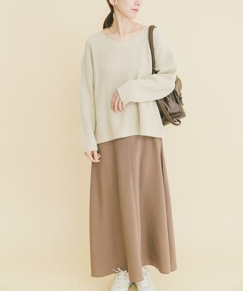 URBAN RESEARCH ITEMS / アーバンリサーチ アイテムズ ワンピース | 畦Vネックニット×キャミワンピースSET（ベージュ）