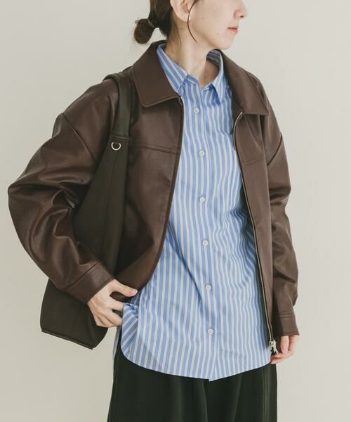 URBAN RESEARCH ITEMS / アーバンリサーチ アイテムズ レザーブルゾン・ジャケット | フェイクレザーZIPUPブルゾン（ブラウン）