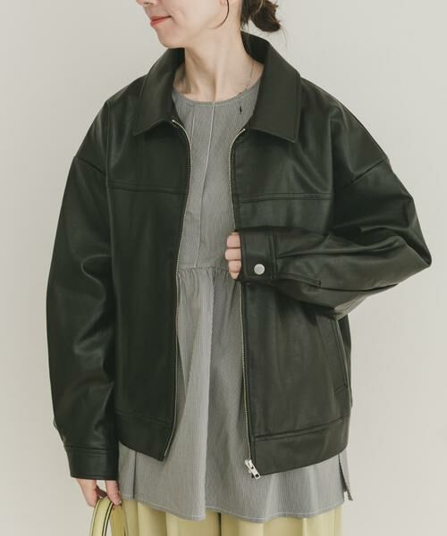 URBAN RESEARCH ITEMS / アーバンリサーチ アイテムズ レザーブルゾン・ジャケット | フェイクレザーZIPUPブルゾン（ブラック）