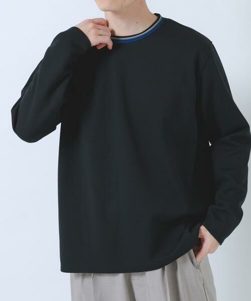 URBAN RESEARCH ITEMS / アーバンリサーチ アイテムズ Tシャツ | ヘリンボンリブロングスリーブカットソー（ブラック）