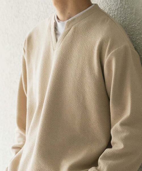 URBAN RESEARCH ITEMS / アーバンリサーチ アイテムズ Tシャツ | フェイクレイヤード ジャカード スキッパー（ベージュ）