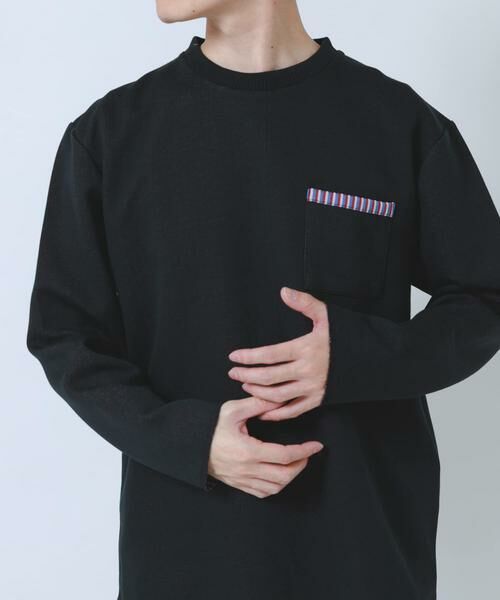 URBAN RESEARCH ITEMS / アーバンリサーチ アイテムズ Tシャツ | 裏ストライプダンボールカットソー（ブラック）