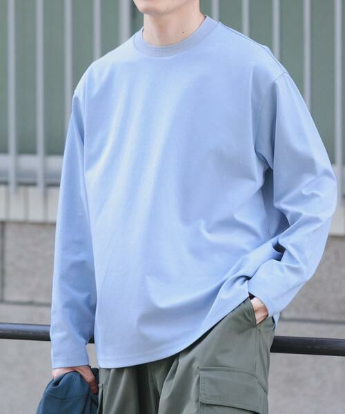 URBAN RESEARCH ITEMS / アーバンリサーチ アイテムズ Tシャツ | ダブルフェイス裏配色長袖カットソー(ブルー)