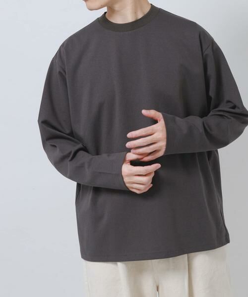 URBAN RESEARCH ITEMS / アーバンリサーチ アイテムズ Tシャツ | ダブルフェイス裏配色長袖カットソー(チャコールグレー)