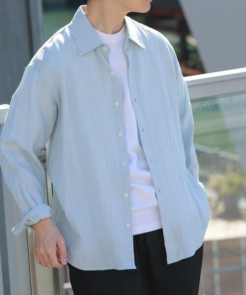 URBAN RESEARCH ITEMS / アーバンリサーチ アイテムズ シャツ・ブラウス | リネンブレンドレギュラーカラーシャツ(ブルー系その他)