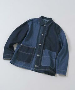 URBAN RESEARCH ITEMS / アーバンリサーチ アイテムズ Gジャン・デニムジャケット | ヒッコリー×デニム切替ワークジャケット