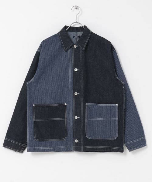 URBAN RESEARCH ITEMS / アーバンリサーチ アイテムズ Gジャン・デニムジャケット | ヒッコリー×デニム切替ワークジャケット | 詳細6