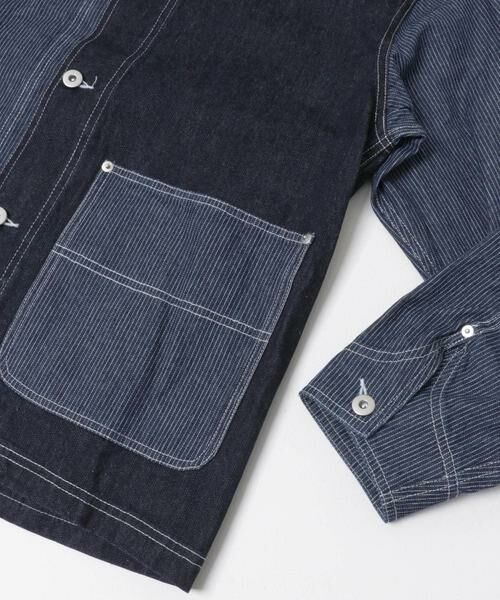 URBAN RESEARCH ITEMS / アーバンリサーチ アイテムズ Gジャン・デニムジャケット | ヒッコリー×デニム切替ワークジャケット | 詳細7
