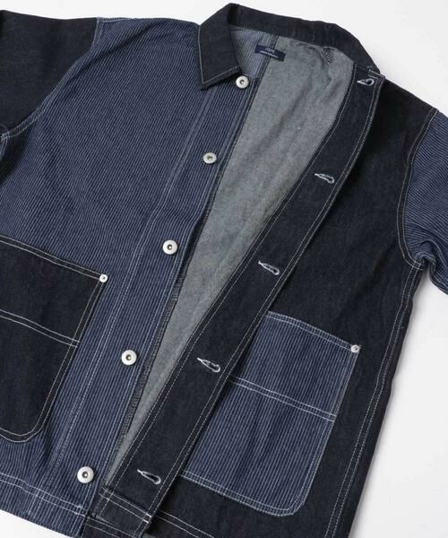 URBAN RESEARCH ITEMS / アーバンリサーチ アイテムズ Gジャン・デニムジャケット | ヒッコリー×デニム切替ワークジャケット | 詳細8