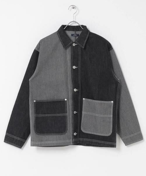 URBAN RESEARCH ITEMS / アーバンリサーチ アイテムズ Gジャン・デニムジャケット | ヒッコリー×デニム切替ワークジャケット | 詳細16