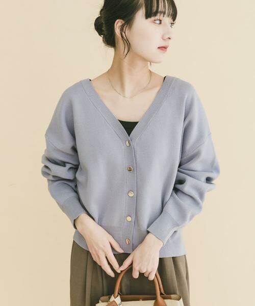 URBAN RESEARCH ITEMS / アーバンリサーチ アイテムズ ニット・セーター | 『イージーケア』スウェットライクVネックカーディガン(楽着シリーズ)（パープル系その他）