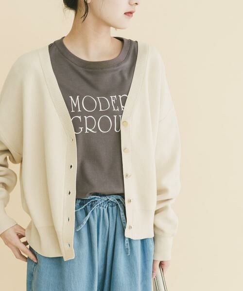 URBAN RESEARCH ITEMS / アーバンリサーチ アイテムズ ニット・セーター | 『イージーケア』スウェットライクVネックカーディガン(楽着シリーズ)（オフホワイト）